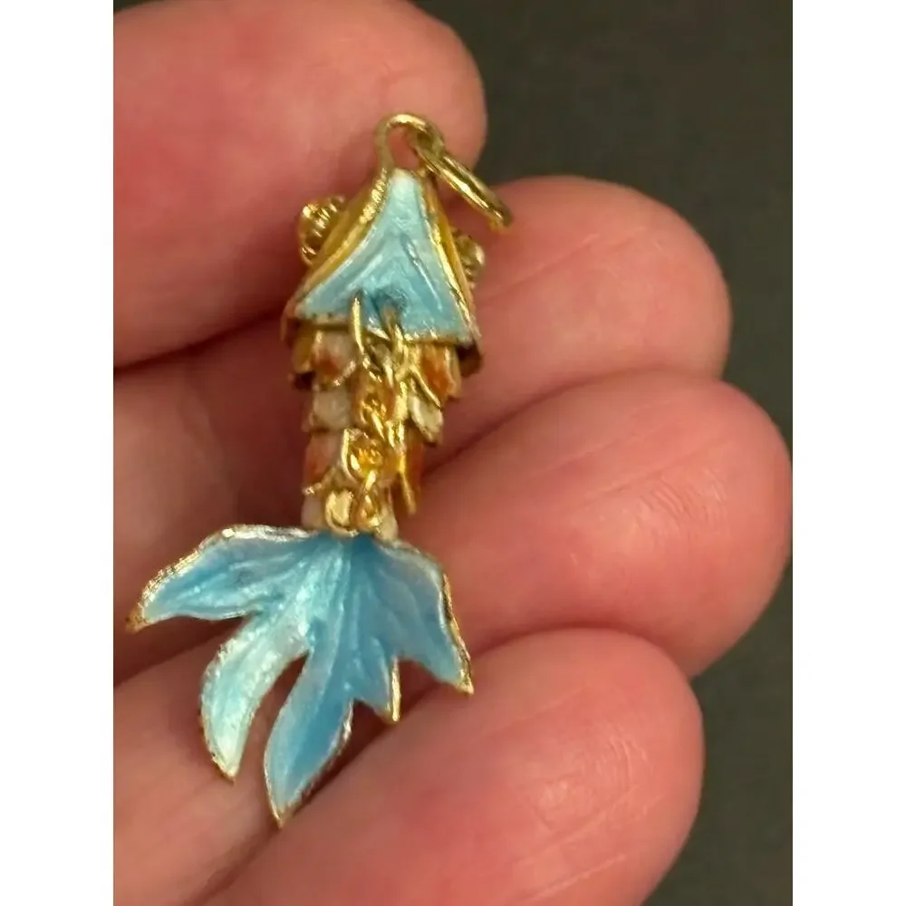 Vintage Articulated Enamel Fish Charm Pendant